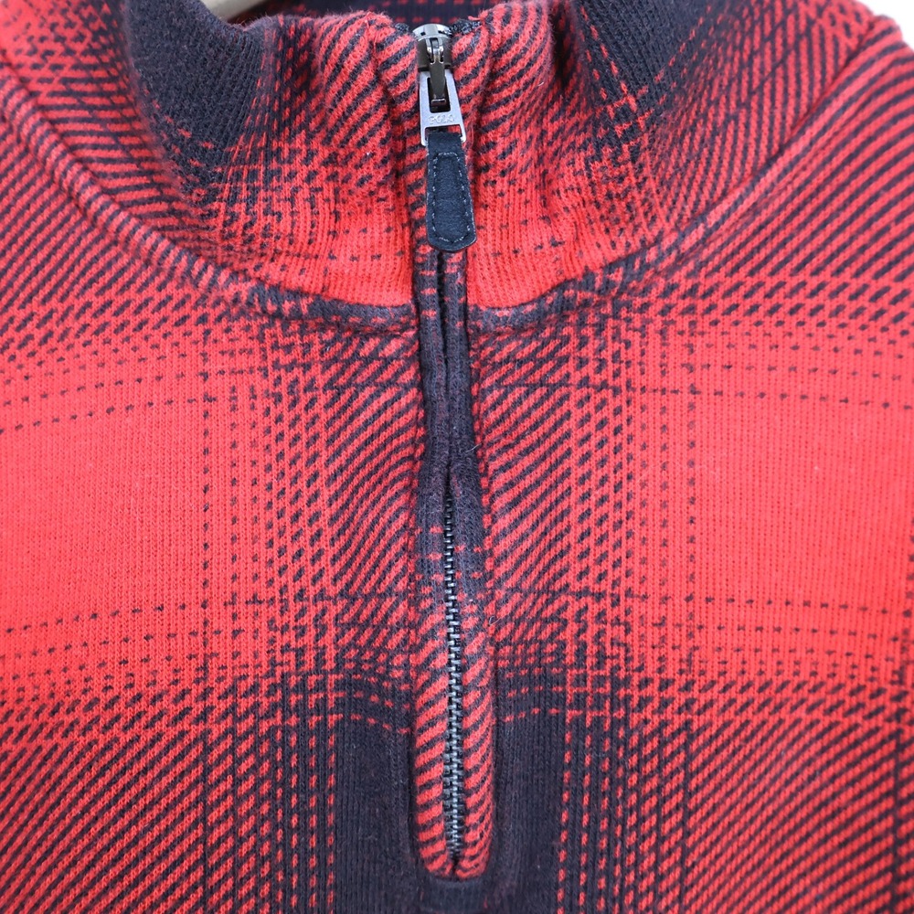 Polo Ralph Lauren Estate Rib Buffalo Plaid Quarter Zip Pullover Large Red Black - Picture 3 of 11